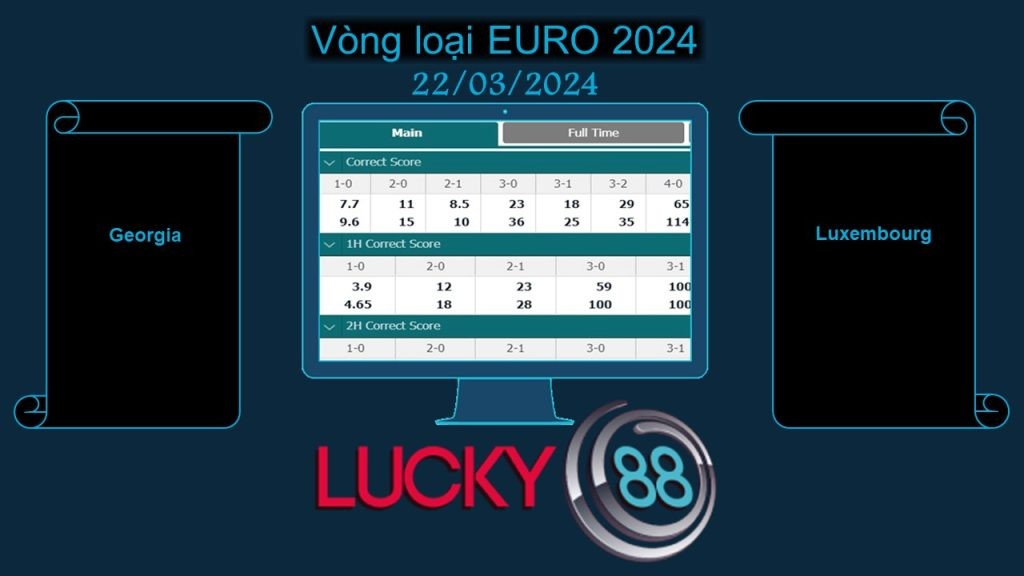 LUCKY88 Georgia vs Luxembourg, Soi kèo bóng đá hôm nay 22/03/2024,  Vòng loại EURO 2024