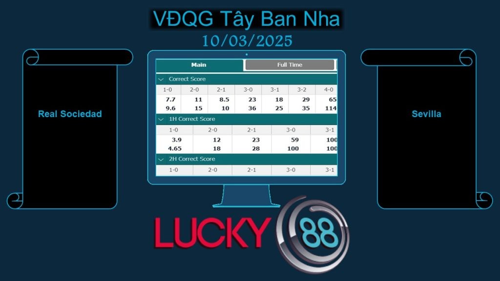 LUCKY88 Real Sociedad vs Sevilla, Soi kèo bóng đá hôm nay 10/03/2025, VĐQG Tây Ban Nha